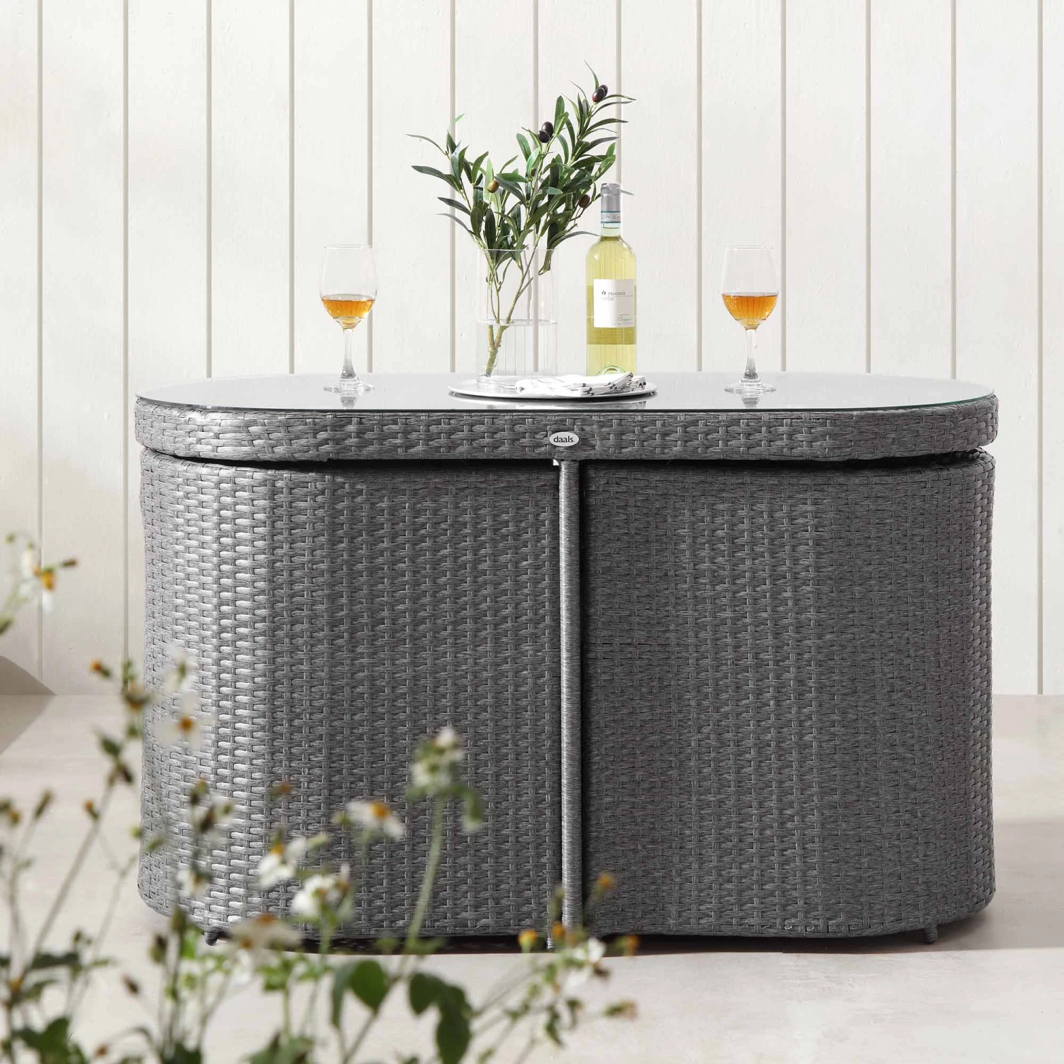 Granchester Dark Grey Rattan Balcony Bistro Set - Space-Saving Nesting 3-Piece Garden Furniture 2 Granchester Dark Grey Rattan Balcony Bistro Set - Space-Saving Nesting 3-Piece Garden Furniture - Image 2