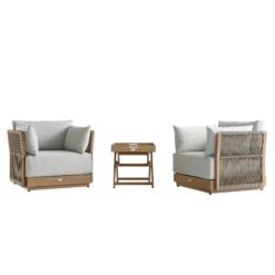 Pedra Rope And Aluminium Outdoor Bistro Set, Natural 25 Pedra Rope And Aluminium Outdoor Bistro Set, Natural -Daals Store OD BISTR NAT 5050 WB1