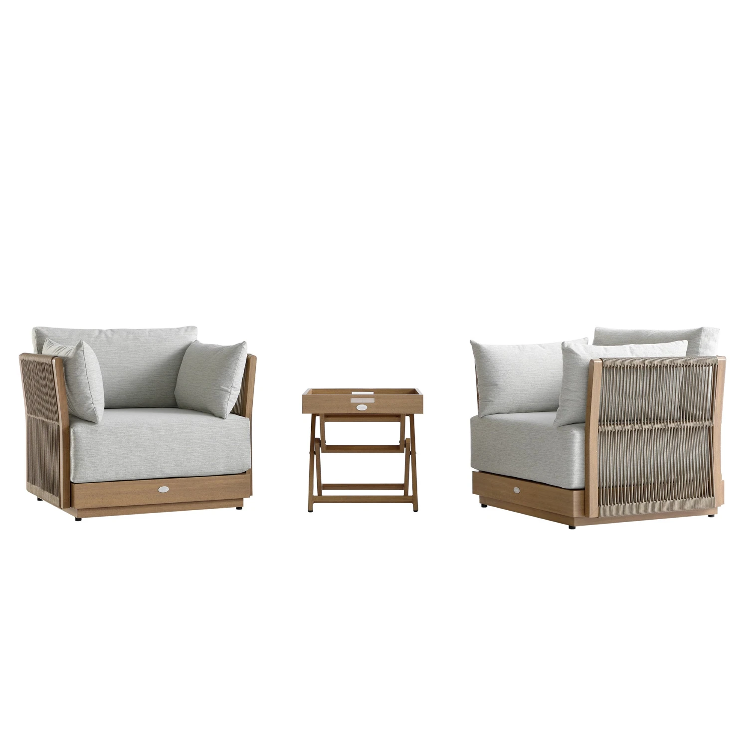 Pedra Rope And Aluminium Outdoor Bistro Set, Natural 9 Pedra Rope And Aluminium Outdoor Bistro Set, Natural - Image 9