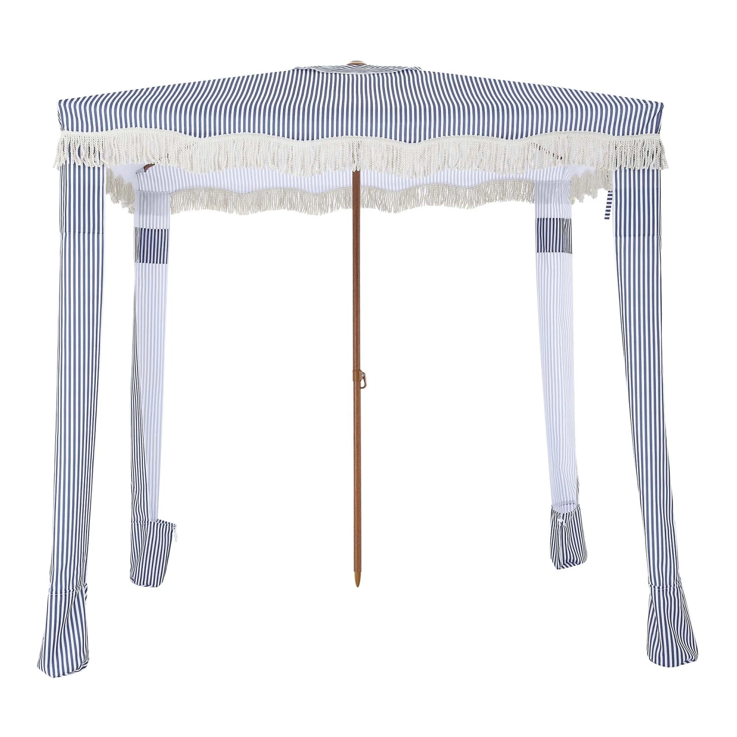 Gabriel Blue and White Striped Fringed Cabana β Vintage UPF50+ Beach & Garden Sun Shelter 4 Gabriel Blue and White Striped Fringed Cabana β Vintage UPF50+ Beach & Garden Sun Shelter - Image 4