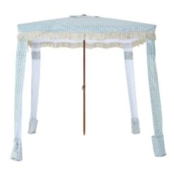 Gabriel Sage Green And White Striped Fringed Cabana 16 Gabriel Sage Green And White Striped Fringed Cabana -Daals Store OD CABA 03 SAGESTRP WB1