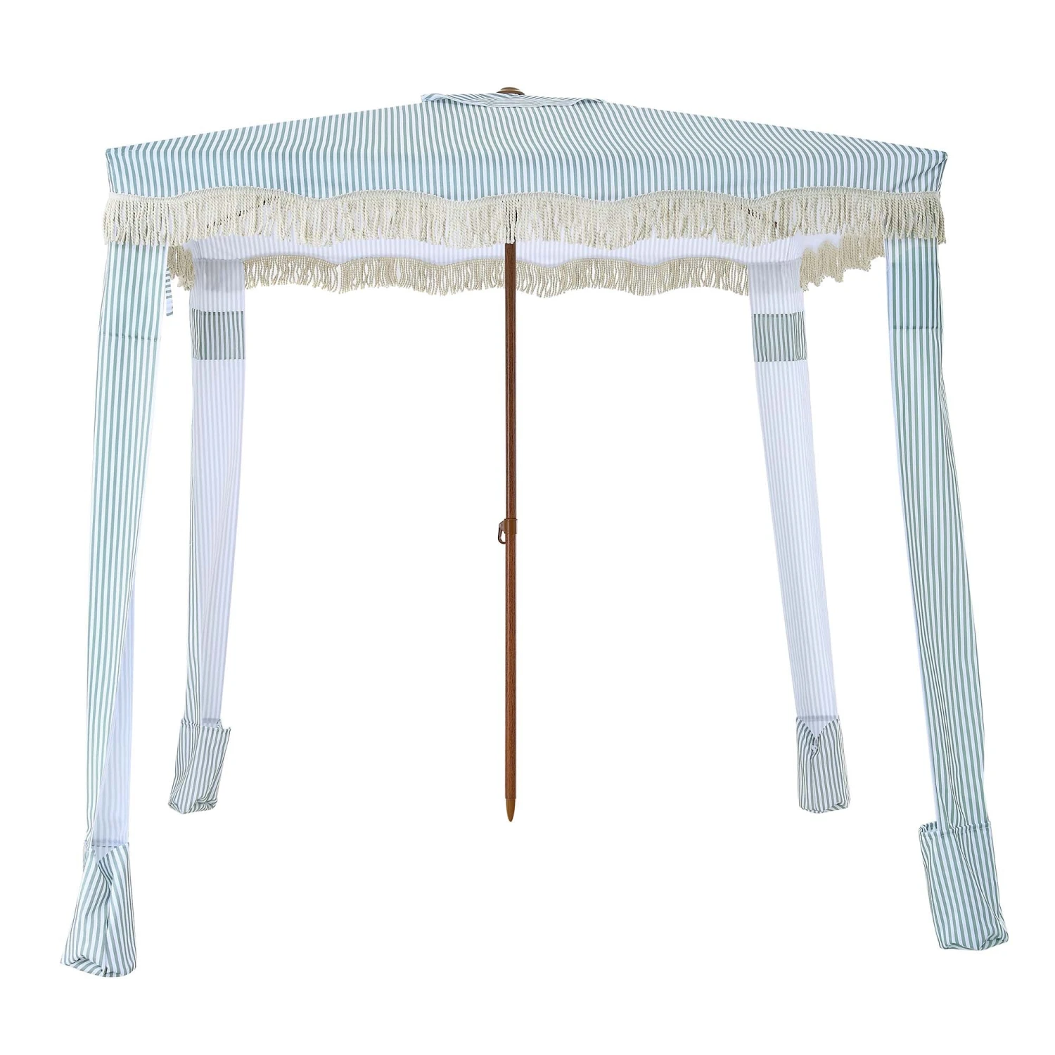 Gabriel Sage Green And White Striped Fringed Cabana 4 Gabriel Sage Green And White Striped Fringed Cabana - Image 4