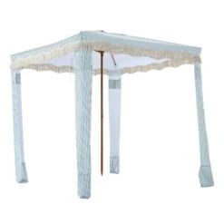 Gabriel Sage Green And White Striped Fringed Cabana 17 Gabriel Sage Green And White Striped Fringed Cabana -Daals Store OD CABA 03 SAGESTRP WB2