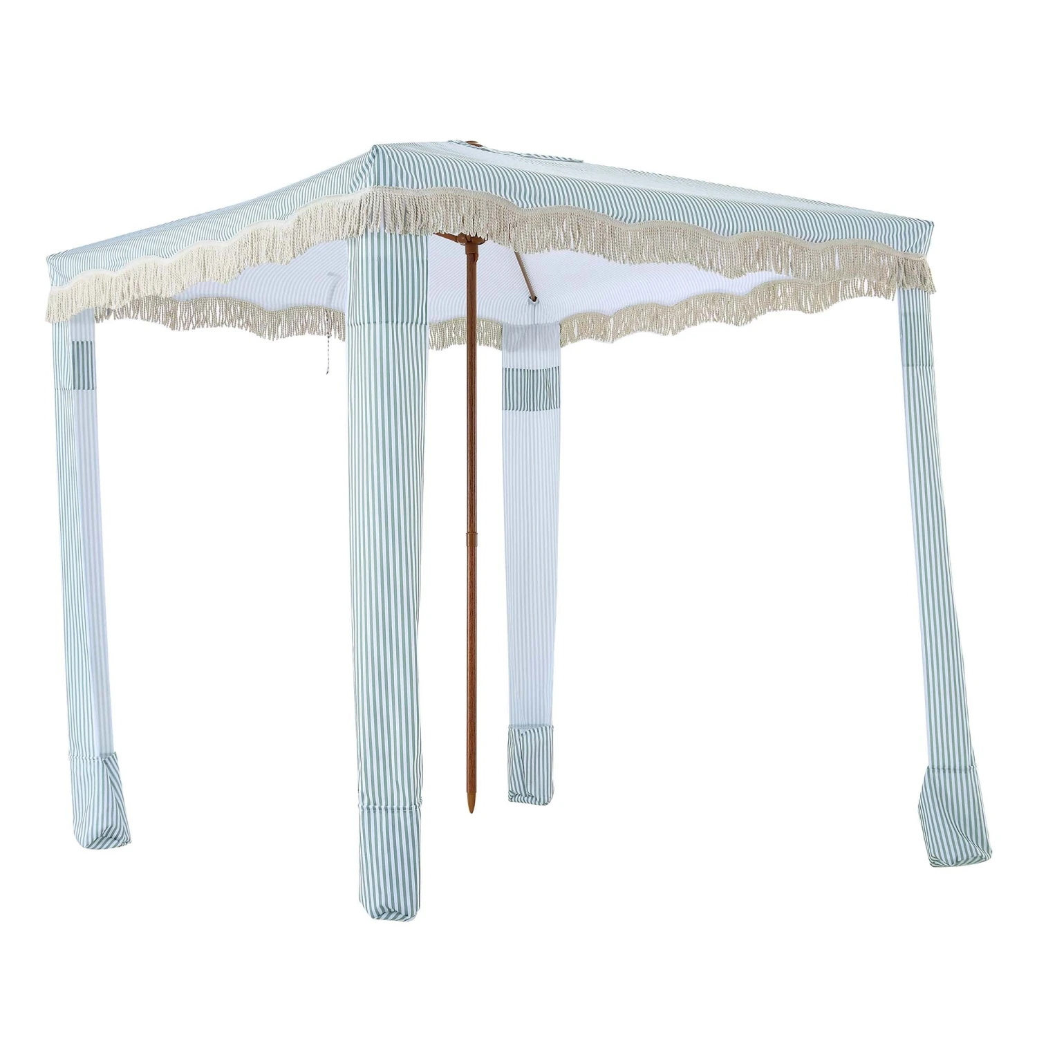 Gabriel Sage Green And White Striped Fringed Cabana 5 Gabriel Sage Green And White Striped Fringed Cabana - Image 5