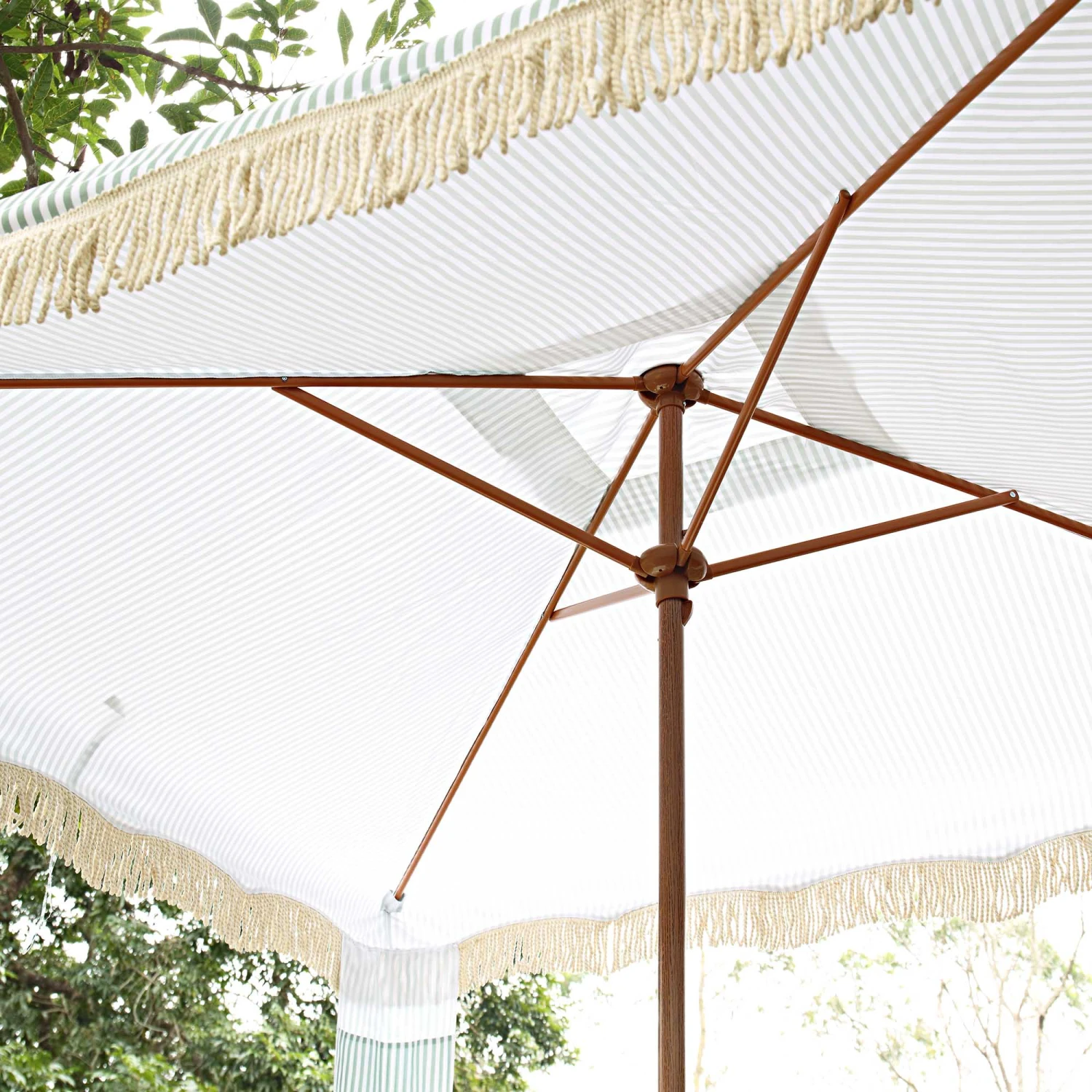 Gabriel Sage Green And White Striped Fringed Cabana 3 Gabriel Sage Green And White Striped Fringed Cabana - Image 3