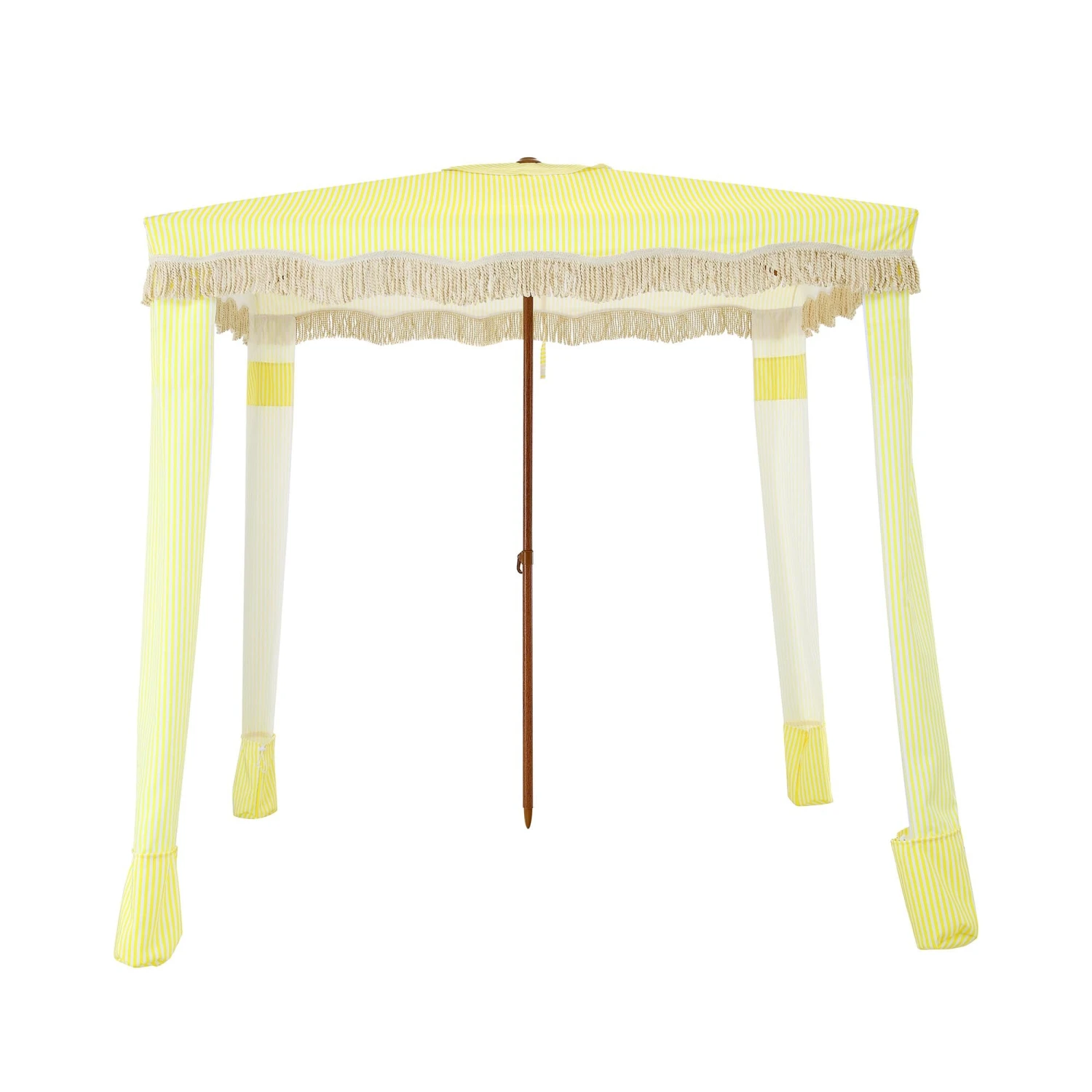 Gabriel Yellow and White Striped Fringed Cabana β Vintage UPF50+ Garden & Beach Parasol 3 Gabriel Yellow and White Striped Fringed Cabana β Vintage UPF50+ Garden & Beach Parasol - Image 3