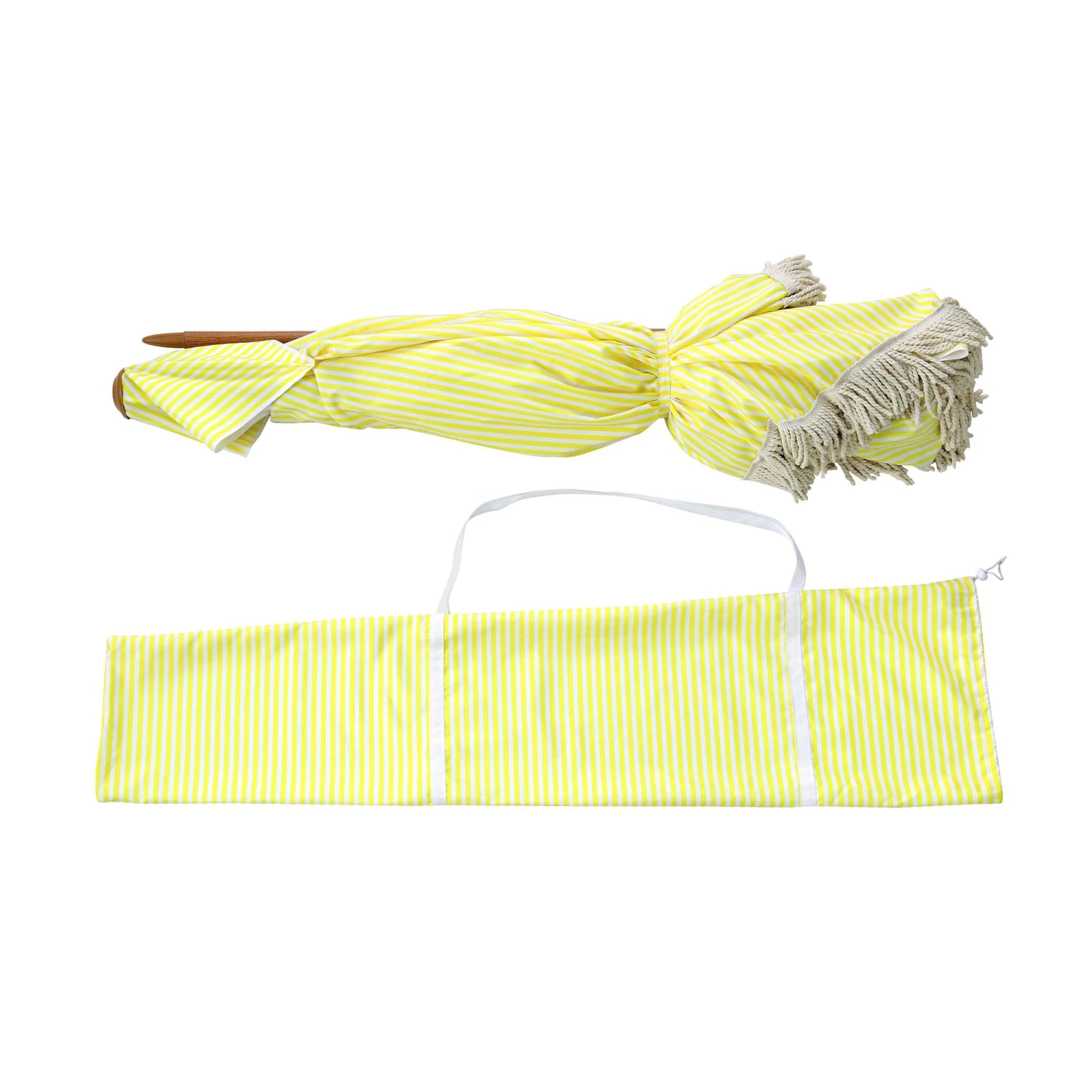 Gabriel Yellow and White Striped Fringed Cabana β Vintage UPF50+ Garden & Beach Parasol 5 Gabriel Yellow and White Striped Fringed Cabana β Vintage UPF50+ Garden & Beach Parasol - Image 5