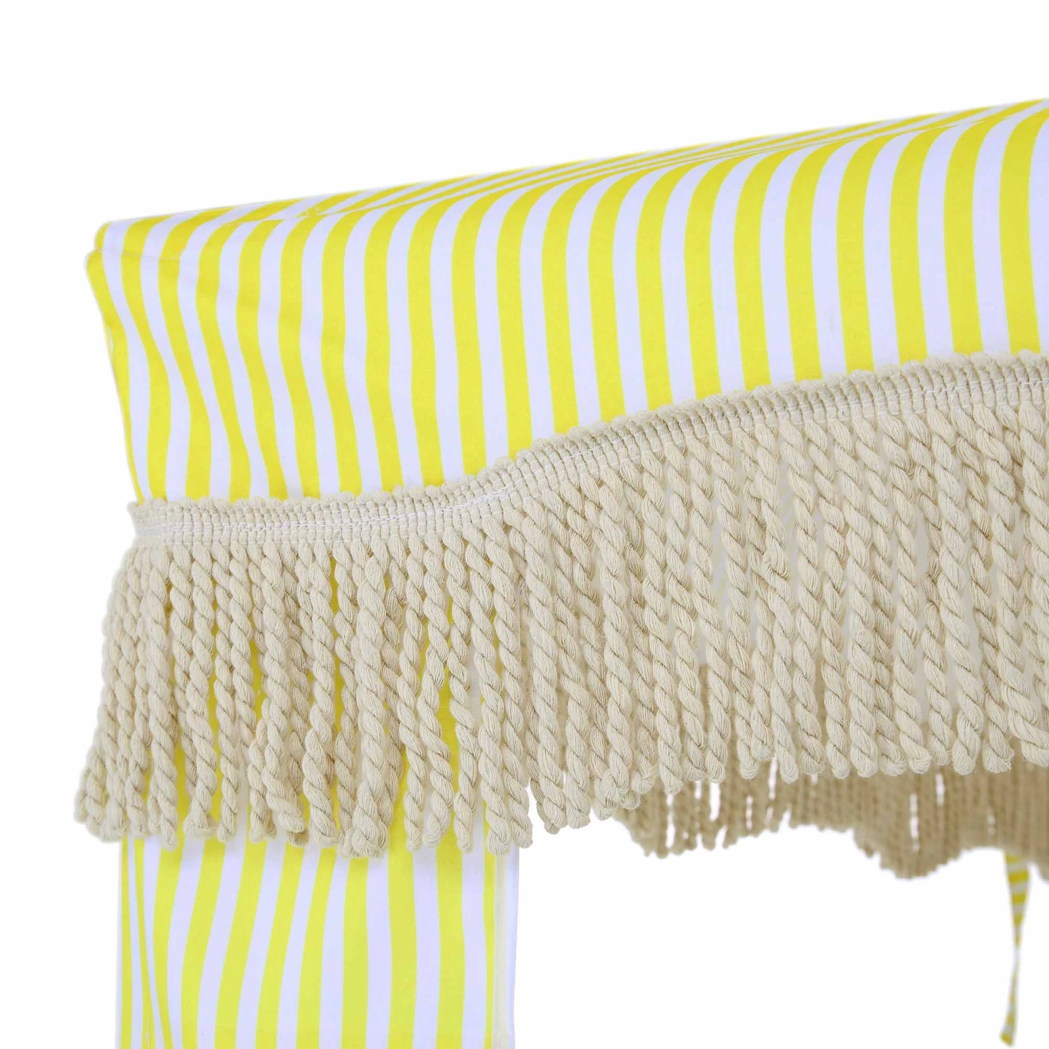 Gabriel Yellow and White Striped Fringed Cabana β Vintage UPF50+ Garden & Beach Parasol 8 Gabriel Yellow and White Striped Fringed Cabana β Vintage UPF50+ Garden & Beach Parasol - Image 8
