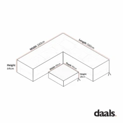 Calabasas Large Outdoor Fabric Corner Sofa Set & Coffee Table Cover - Grey Weatherproof Set 7 Calabasas Large Outdoor Fabric Corner Sofa Set & Coffee Table Cover - Grey Weatherproof Set -Daals Store OD COVER 1011 CHART