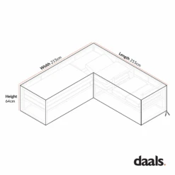 Albany Aluminium Corner Sofa Set Outdoor Cover - W215 x D215 x H64 cm - Weatherproof Polyester Protector 7 Albany Aluminium Corner Sofa Set Outdoor Cover - W215 x D215 x H64 cm - Weatherproof Polyester Protector -Daals Store OD COVER 1023 CHART