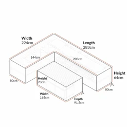 Calabasas Large Corner Casual Dining Set Weatherproof Cover - 2-Piece Grey Protective Set 8 Calabasas Large Corner Casual Dining Set Weatherproof Cover - 2-Piece Grey Protective Set -Daals Store OD COVER 1027 CHART