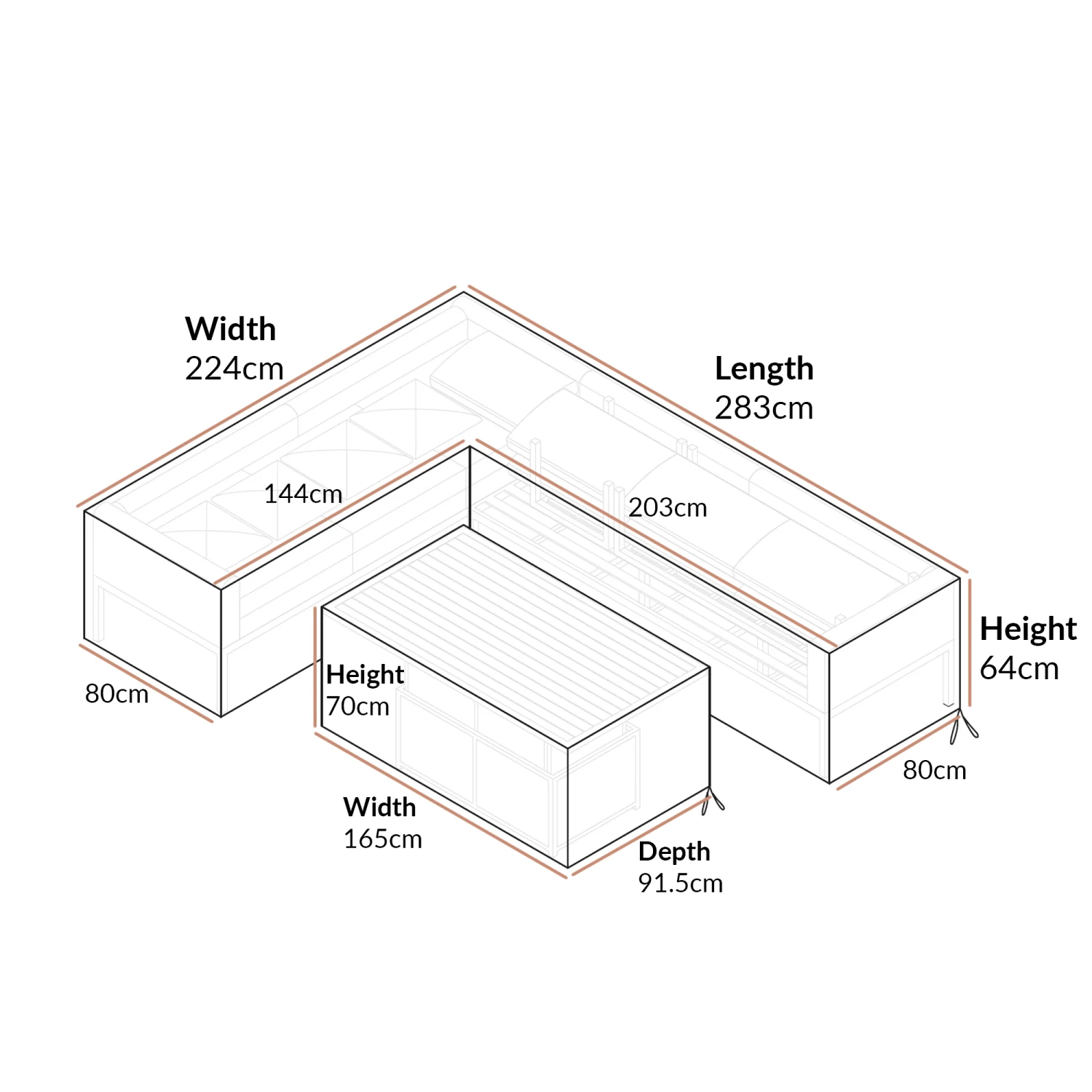 Calabasas Large Corner Casual Dining Set Weatherproof Cover - 2-Piece Grey Protective Set 4 Calabasas Large Corner Casual Dining Set Weatherproof Cover - 2-Piece Grey Protective Set - Image 4