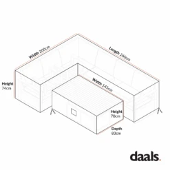 Cover For Albany Aluminium Large Corner Casual Dining Set 7 Cover For Albany Aluminium Large Corner Casual Dining Set -Daals Store OD COVER 1045 CHART