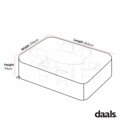 Cover For Montebello 6-Seater Outdoor Rope And Aluminium Oval Dining Set With Dining Table 7 Cover For Montebello 6-Seater Outdoor Rope And Aluminium Oval Dining Set With Dining Table -Daals Store OD COVER 1072 CHART