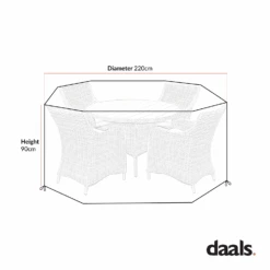 Hampshire 4-Seater Rattan Dining Set Weatherproof Cover β Black Heavy-Duty PVC-Lined Furniture Protector 8 Hampshire 4-Seater Rattan Dining Set Weatherproof Cover β Black Heavy-Duty PVC-Lined Furniture Protector -Daals Store OD COVER 110 CHART
