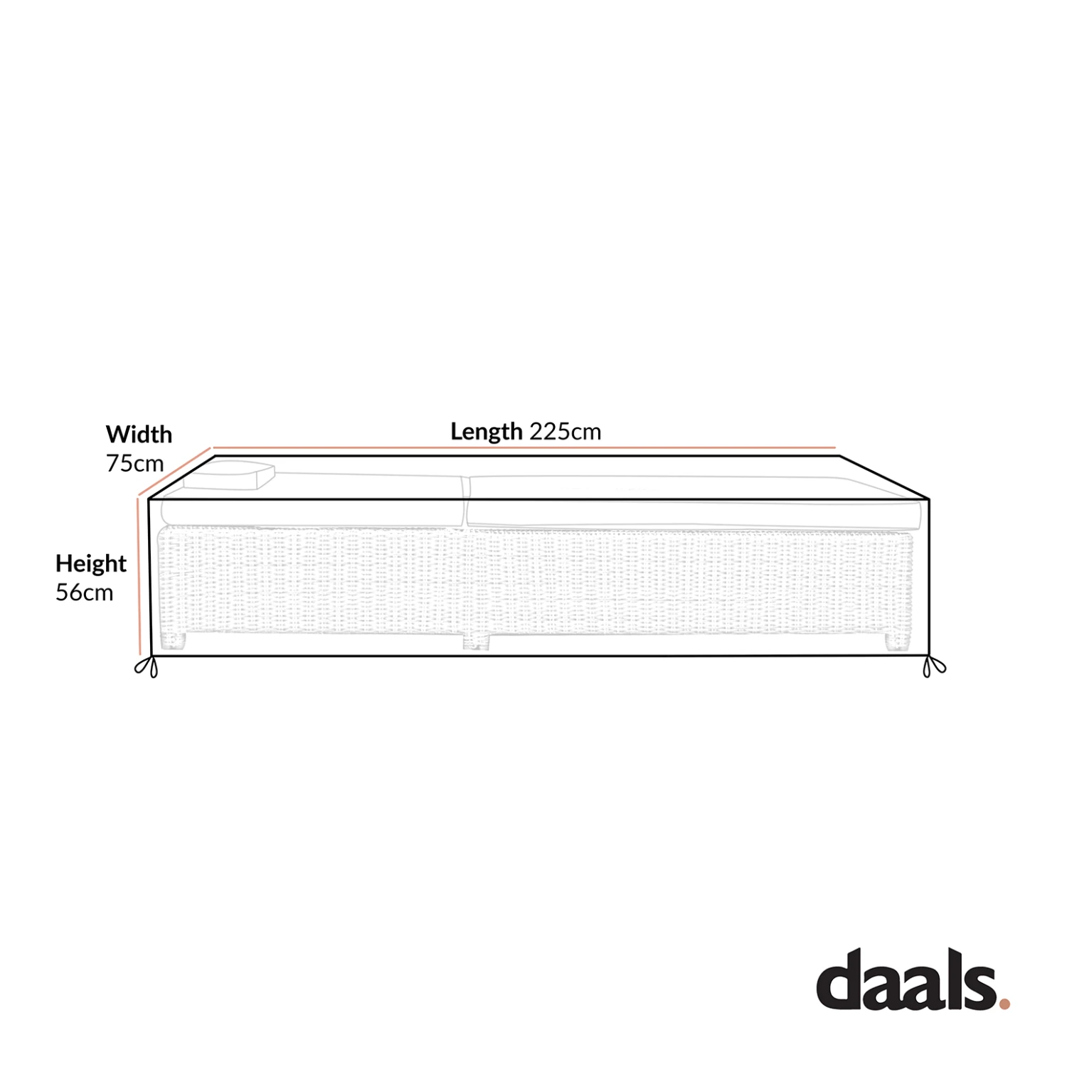 Hampshire Round Wicker Rattan Sun Lounger Cover Black - Waterproof PVC Lined Protective Garden Furniture Cover 4 Hampshire Round Wicker Rattan Sun Lounger Cover Black - Waterproof PVC Lined Protective Garden Furniture Cover - Image 4