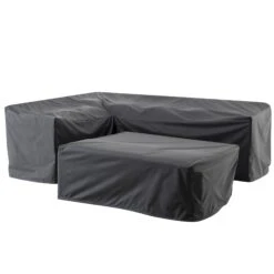 Granchester Rattan Rectangular Corner Dining Sofa Set & Rising Table Protective Cover - Weatherproof Grey