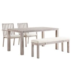 Earlswood Aluminium Washed Wood Effect Dining Set With Bench -Daals Store OD DINE 1001 NAT WB1