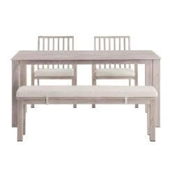 Earlswood Aluminium Washed Wood Effect Dining Set With Bench -Daals Store OD DINE 1001 NAT WB4