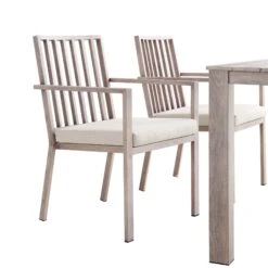 Earlswood Aluminium Washed Wood Effect Dining Set With Bench -Daals Store OD DINE 1001 NAT detail1