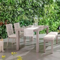 Earlswood Aluminium Washed Wood Effect Dining Set With Bench -Daals Store OD DINE 1001 NAT scene2