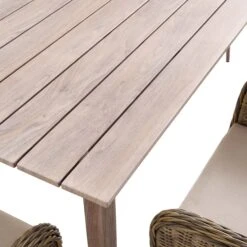 Cliveden Outdoor Aluminium Washed Wood Effect And Round Wicker Rattan 6-Seater Dining Set -Daals Store OD DINE 1007 NAT detail3