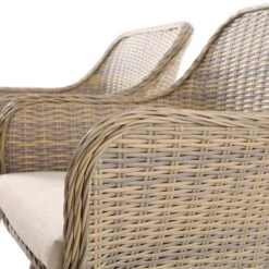 Cliveden Outdoor Aluminium Washed Wood Effect And Round Wicker Rattan 6-Seater Dining Set -Daals Store OD DINE 1007 NAT detail5