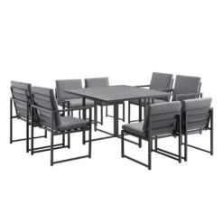 Albany 9-Piece Aluminium Outdoor Cube Dining Set in Grey - Modern 8-Seater Weatherproof Garden Furniture 17 Albany 9-Piece Aluminium Outdoor Cube Dining Set in Grey - Modern 8-Seater Weatherproof Garden Furniture -Daals Store OD DINE 1024 GREY WB1