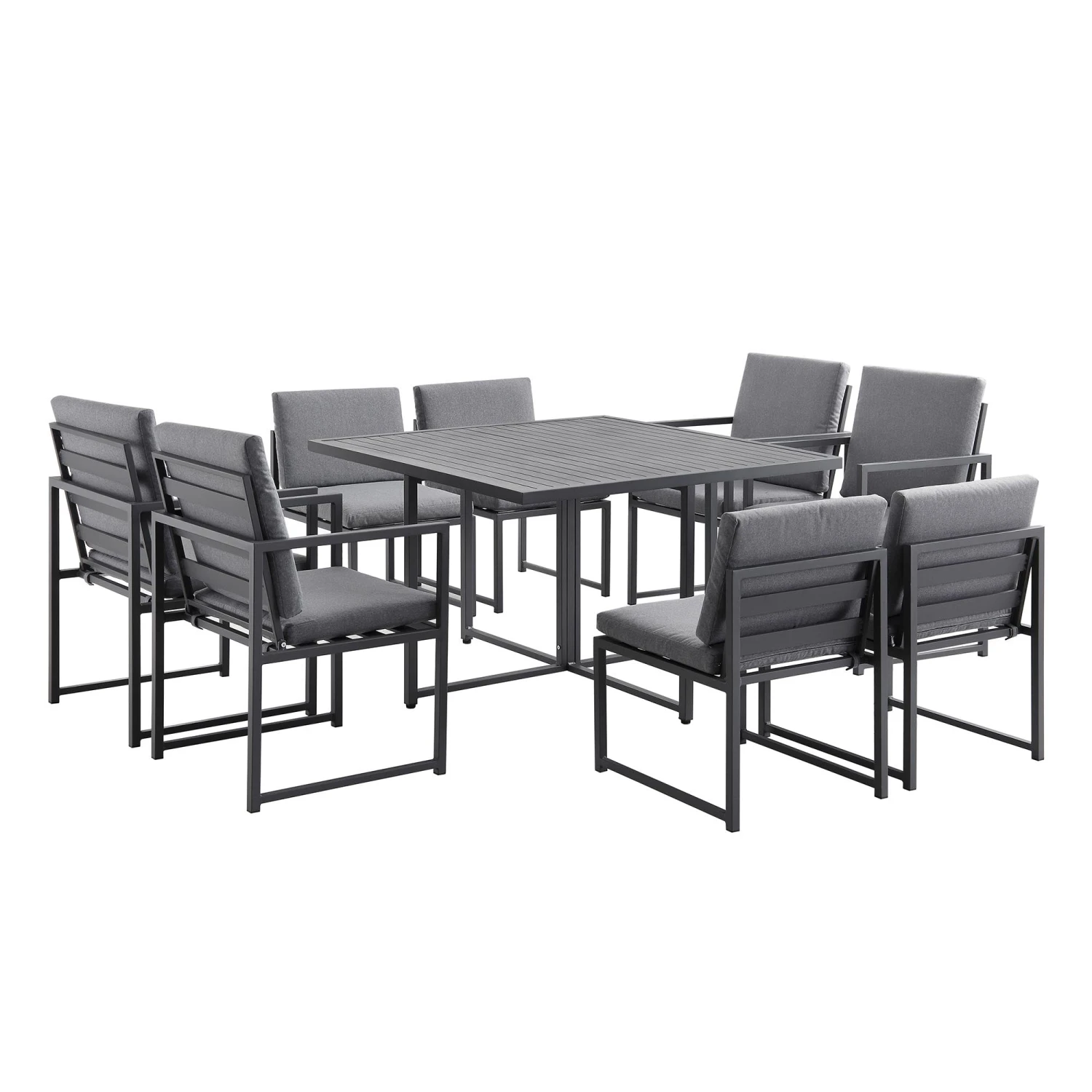 Albany 9-Piece Aluminium Outdoor Cube Dining Set in Grey - Modern 8-Seater Weatherproof Garden Furniture 4 Albany 9-Piece Aluminium Outdoor Cube Dining Set in Grey - Modern 8-Seater Weatherproof Garden Furniture - Image 4