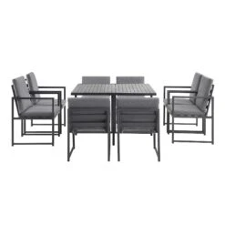 Albany 9-Piece Aluminium Outdoor Cube Dining Set in Grey - Modern 8-Seater Weatherproof Garden Furniture 18 Albany 9-Piece Aluminium Outdoor Cube Dining Set in Grey - Modern 8-Seater Weatherproof Garden Furniture -Daals Store OD DINE 1024 GREY WB2