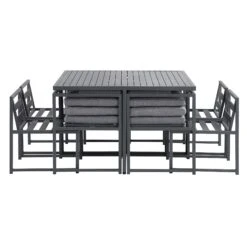 Albany 9-Piece Aluminium Outdoor Cube Dining Set in Grey - Modern 8-Seater Weatherproof Garden Furniture 22 Albany 9-Piece Aluminium Outdoor Cube Dining Set in Grey - Modern 8-Seater Weatherproof Garden Furniture -Daals Store OD DINE 1024 GREY WB5