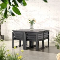 Albany 9-Piece Aluminium Outdoor Cube Dining Set in Grey - Modern 8-Seater Weatherproof Garden Furniture 16 Albany 9-Piece Aluminium Outdoor Cube Dining Set in Grey - Modern 8-Seater Weatherproof Garden Furniture -Daals Store OD DINE 1024 GREY scene2