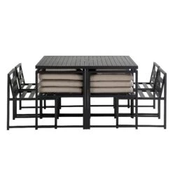 Albany Matte Black Aluminium 9-Piece Outdoor Cube Dining Set in Taupe - Space-Saving 8-Seater Garden Set -Daals Store OD DINE 1024 TAUPE WB3