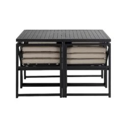 Albany Matte Black Aluminium 9-Piece Outdoor Cube Dining Set in Taupe - Space-Saving 8-Seater Garden Set -Daals Store OD DINE 1024 TAUPE WB4