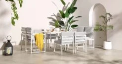 Albany Aluminium 9-Piece Outdoor Cube Dining Set, White -Daals Store OD DINE 1024 WHITE scene3