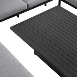 Calabasas Dark Grey & Black Aluminium Corner Dining Set – Large Outdoor Sectional with Rising Table, Bench & Footstool -Daals Store OD DINE 1027 DARKGREY detail3