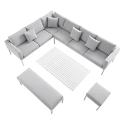 Calabasas Large Outdoor Fabric And Aluminium Corner Casual Dining Set With Rising Table, Light Grey 22 Calabasas Large Outdoor Fabric And Aluminium Corner Casual Dining Set With Rising Table, Light Grey -Daals Store OD DINE 1027 LIGHTGREY WB3