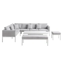 Calabasas Large Outdoor Fabric And Aluminium Corner Casual Dining Set With Rising Table, Light Grey 23 Calabasas Large Outdoor Fabric And Aluminium Corner Casual Dining Set With Rising Table, Light Grey -Daals Store OD DINE 1027 LIGHTGREY WB4