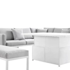 Calabasas Large Outdoor Fabric And Aluminium Corner Casual Dining Set With Rising Table, Light Grey 26 Calabasas Large Outdoor Fabric And Aluminium Corner Casual Dining Set With Rising Table, Light Grey -Daals Store OD DINE 1027 LIGHTGREY detail1