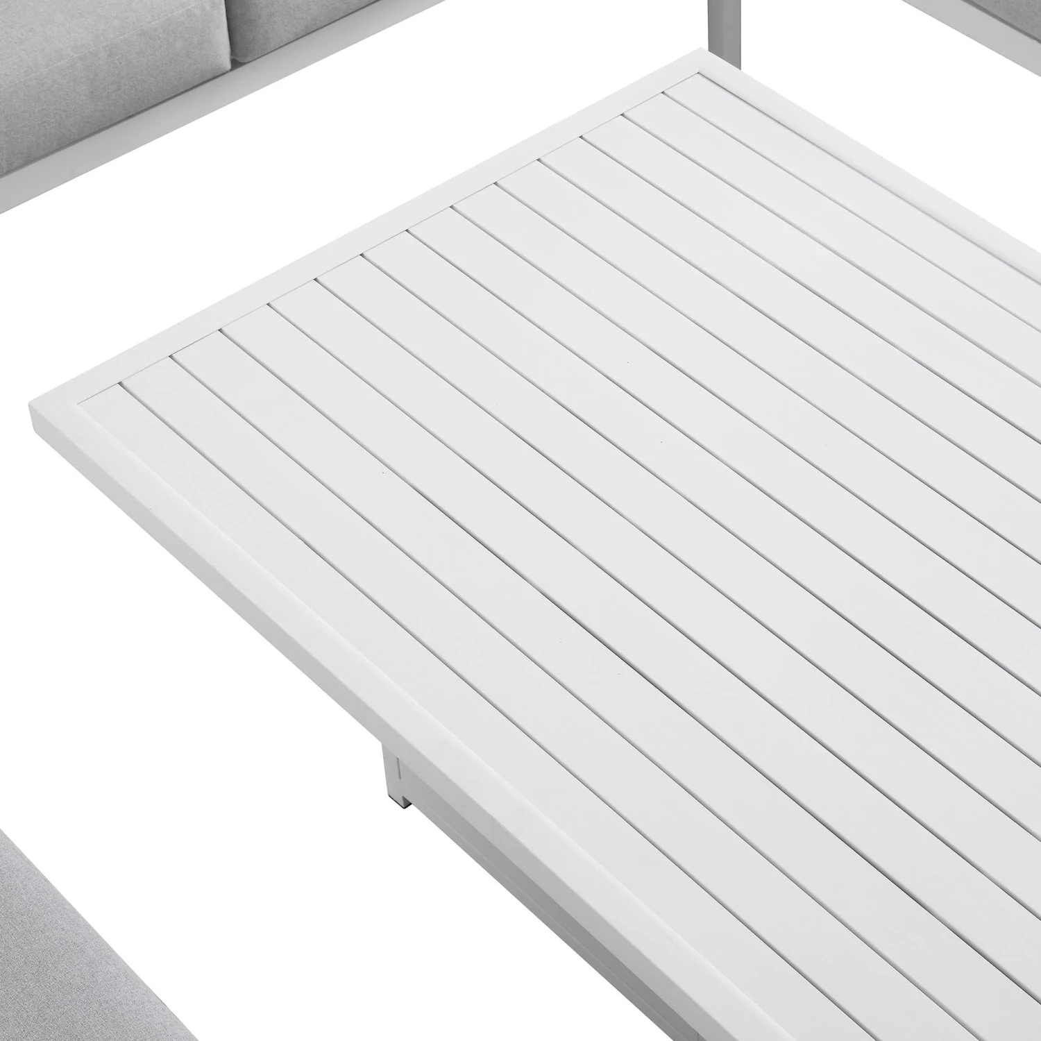 Calabasas Large Outdoor Fabric And Aluminium Corner Casual Dining Set With Rising Table, Light Grey 15 Calabasas Large Outdoor Fabric And Aluminium Corner Casual Dining Set With Rising Table, Light Grey - Image 15