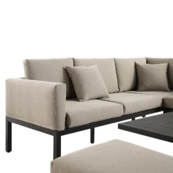 Calabasas Large Outdoor Fabric And Aluminium Corner Casual Dining Set With Rising Table, Taupe 20 Calabasas Large Outdoor Fabric And Aluminium Corner Casual Dining Set With Rising Table, Taupe -Daals Store OD DINE 1027 TAUPE detail1