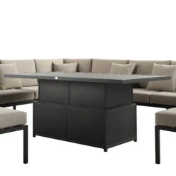 Calabasas Large Outdoor Fabric And Aluminium Corner Casual Dining Set With Rising Table, Taupe 21 Calabasas Large Outdoor Fabric And Aluminium Corner Casual Dining Set With Rising Table, Taupe -Daals Store OD DINE 1027 TAUPE detail2