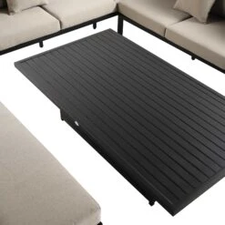 Calabasas Large Outdoor Fabric And Aluminium Corner Casual Dining Set With Rising Table, Taupe 22 Calabasas Large Outdoor Fabric And Aluminium Corner Casual Dining Set With Rising Table, Taupe -Daals Store OD DINE 1027 TAUPE detail3