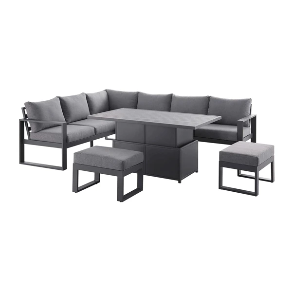 Albany Aluminium Large Corner Casual Dining Set With Rising Table, Grey 5 Albany Aluminium Large Corner Casual Dining Set With Rising Table, Grey - Image 5