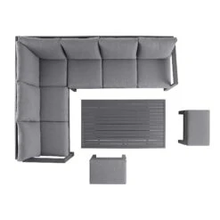 Albany Aluminium Large Corner Casual Dining Set With Rising Table, Grey 22 Albany Aluminium Large Corner Casual Dining Set With Rising Table, Grey -Daals Store OD DINE 1045 GREY WB3