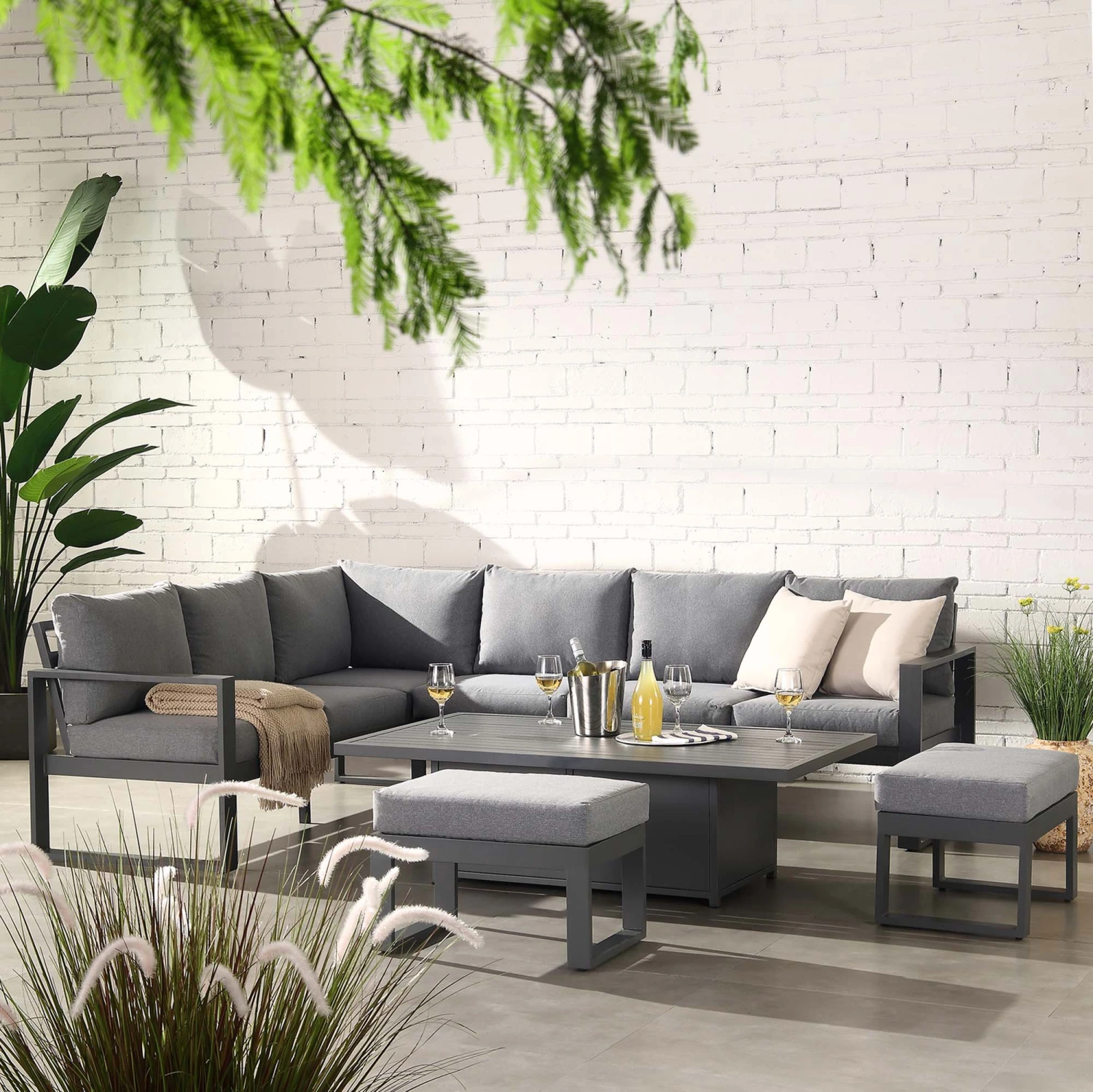 Albany Aluminium Large Corner Casual Dining Set With Rising Table, Grey 3 Albany Aluminium Large Corner Casual Dining Set With Rising Table, Grey - Image 3