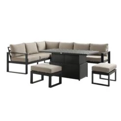 Albany Aluminium Large Corner Casual Dining Set With Rising Table, Taupe -Daals Store OD DINE 1045 TAUPE WB1