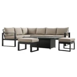 Albany Aluminium Large Corner Casual Dining Set With Rising Table, Taupe -Daals Store OD DINE 1045 TAUPE WB2