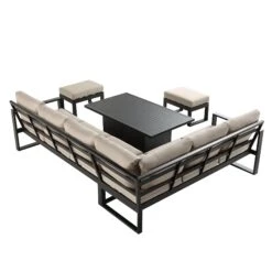 Albany Aluminium Large Corner Casual Dining Set With Rising Table, Taupe -Daals Store OD DINE 1045 TAUPE WB5