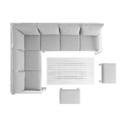 Albany White Aluminium Large Corner Dining Set with Adjustable Rising Table & Grey Cushions -Daals Store OD DINE 1045 WHITE WB5